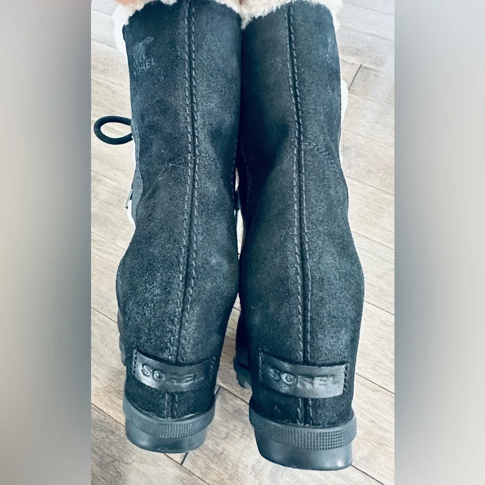 Sorel Black and Cream Joan of Arctic Wedge Shearling - Picture 3 of 7